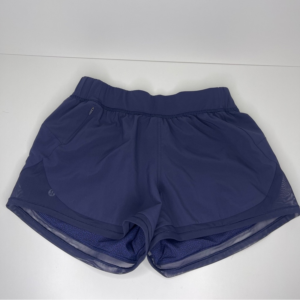 Lululemon Womens 4 Two With One Shorts Reversible 3" Midnight Navy Blueberry Jam